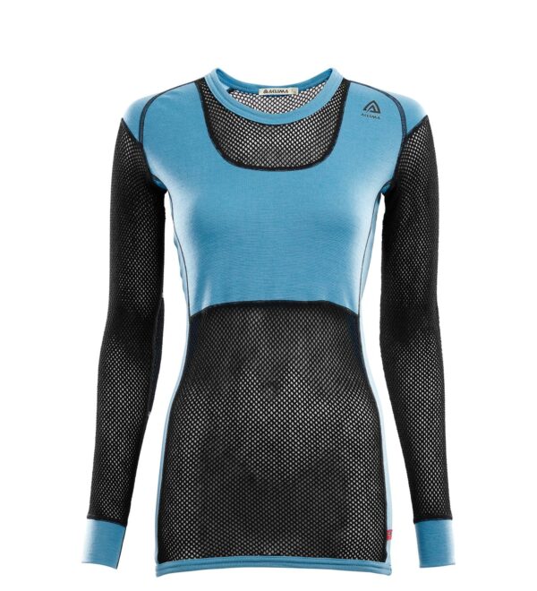 Aclima-WoolNet-Crew-Neck-shirt,-Woman--Azure-Blue-Jet-Black-101628-Nuten-Sport-1