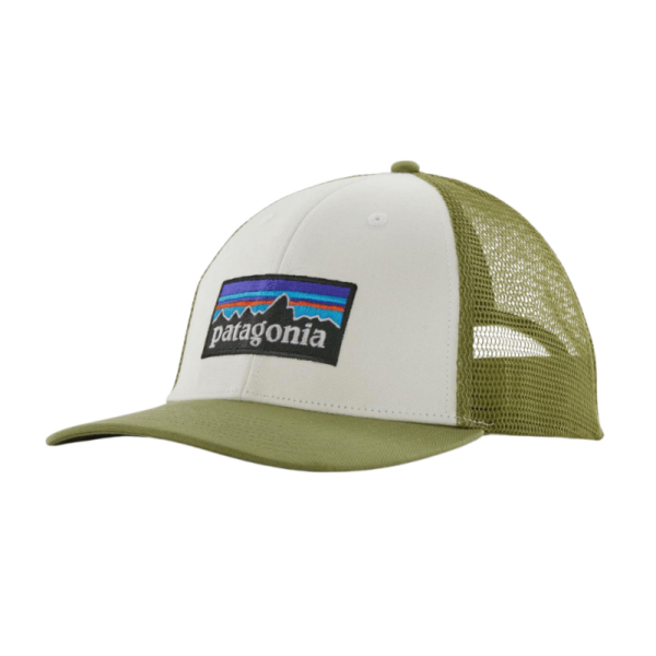 Patagonia Patagonia P-6 Logo Lopro Trucker Hat White W-Buckhorn Green P38283 Nuten Sport 1