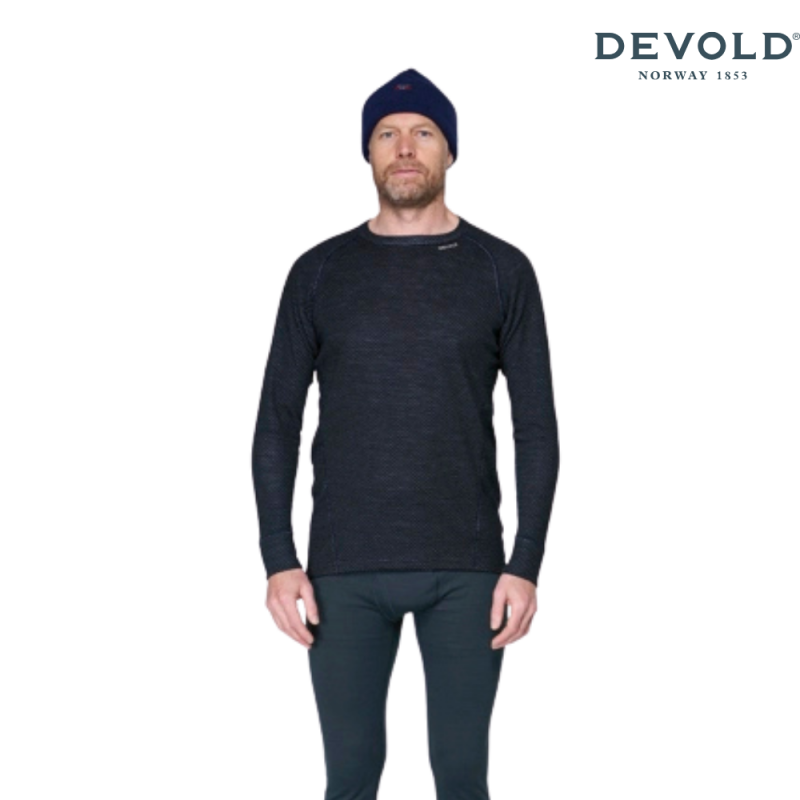Devold Duo Active Merino 205 Ulltrøye Rundhals Herre Sort - Bilde 2