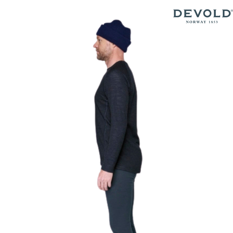 Devold Duo Active Merino 205 Ulltrøye Rundhals Herre Sort - Bilde 3