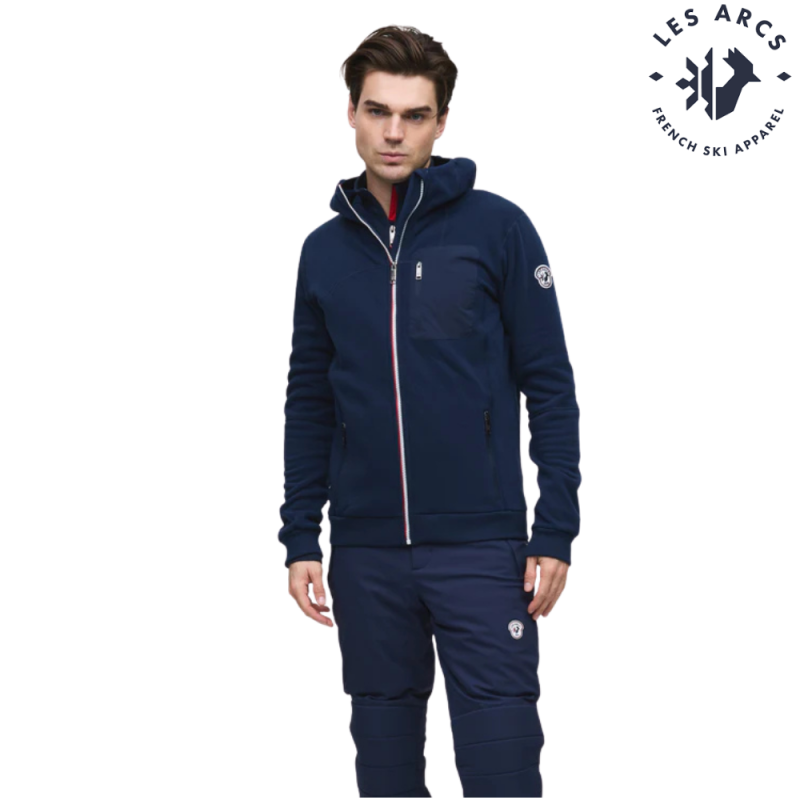 Les Arcs Gerard Fleecejakke Med Hette Herre Blå