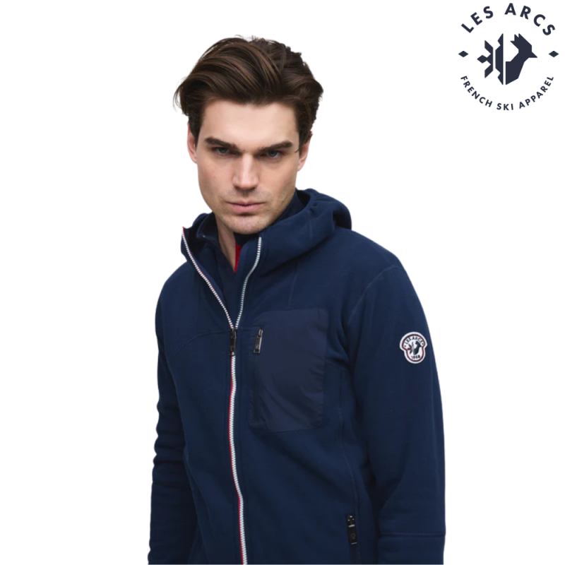 Les Arcs Gerard Fleecejakke Med Hette Herre Blå - Bilde 2
