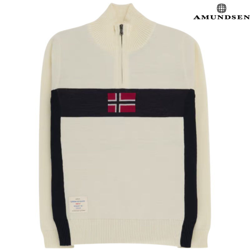 Amundsen 5Mila Genser Med Hals Norgesflagg Hvit