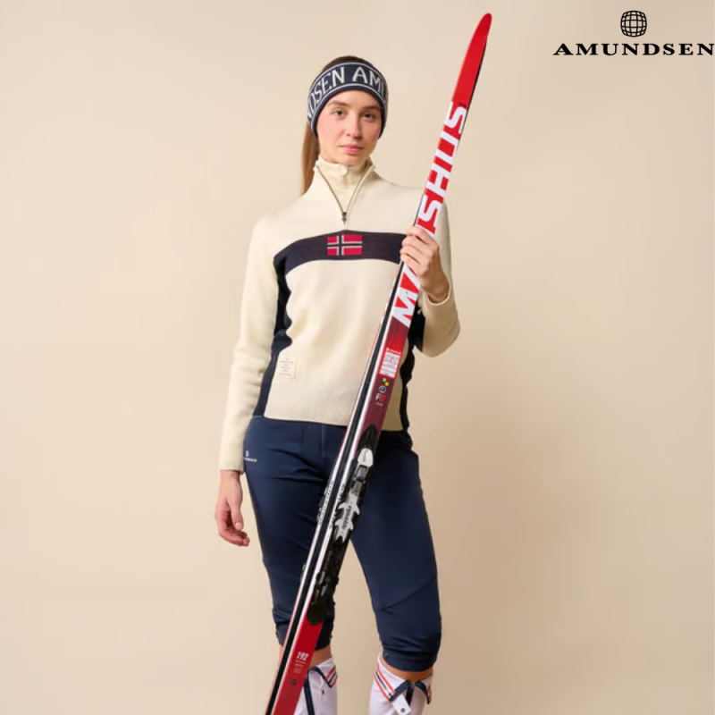 Amundsen 5Mila Genser Med Hals Norgesflagg Hvit - Bilde 3