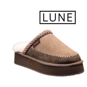 Lune 1203 Platå Tøfler i skinn med for Brun Beige